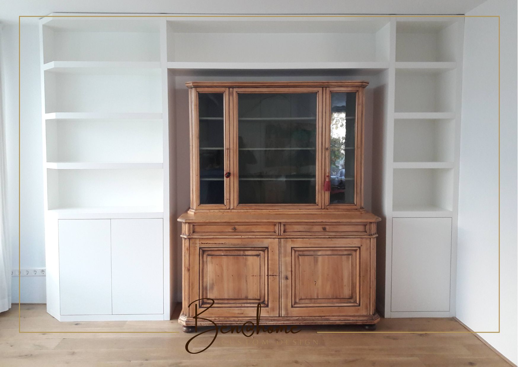 Modern bookcase & restored antique side board